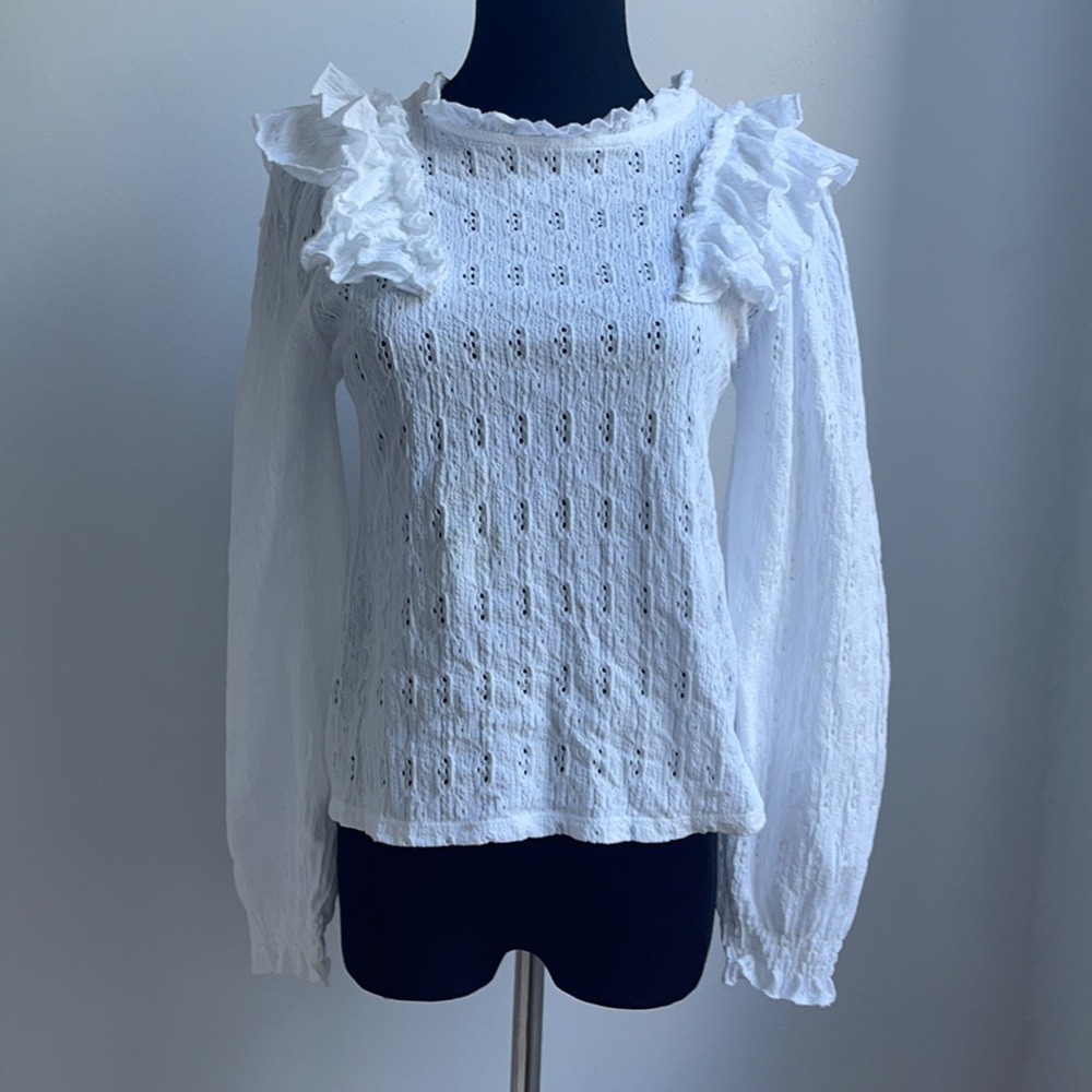 Zara ruffle white top